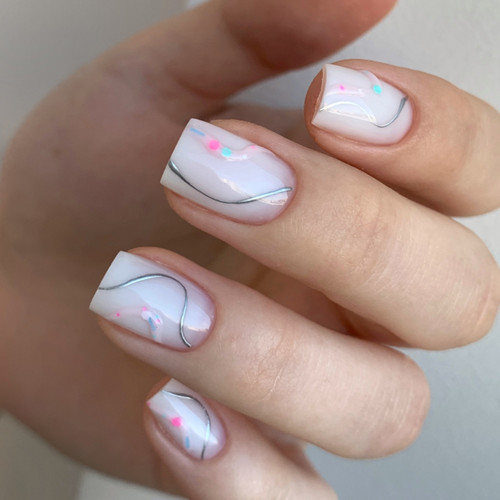 Baza hybrydowa NAILSOFTHEDAY Potal № 29 różowy z wielobarwnym potalem 10 ml - Фото №3