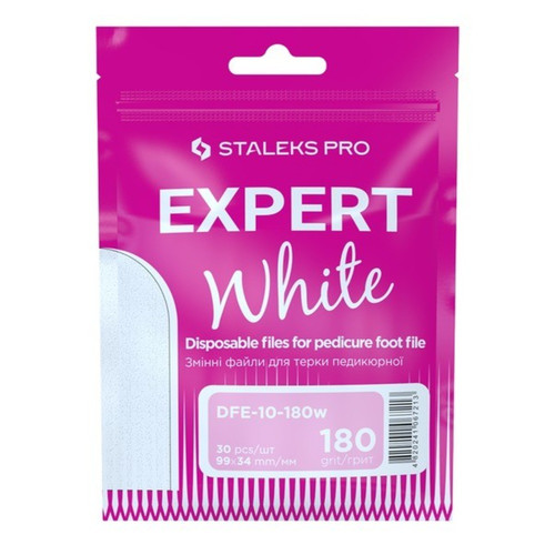 Zestaw białych nasadek wymiennych do tarki do pedicure Staleks PRO EXPERT 10, ziarnistość 100 (30 szt.)