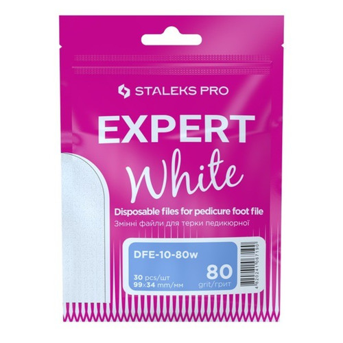 Zestaw białych nasadek wymiennych do tarki do pedicure Staleks PRO EXPERT 10, ziarnistość 100 (30 szt.)