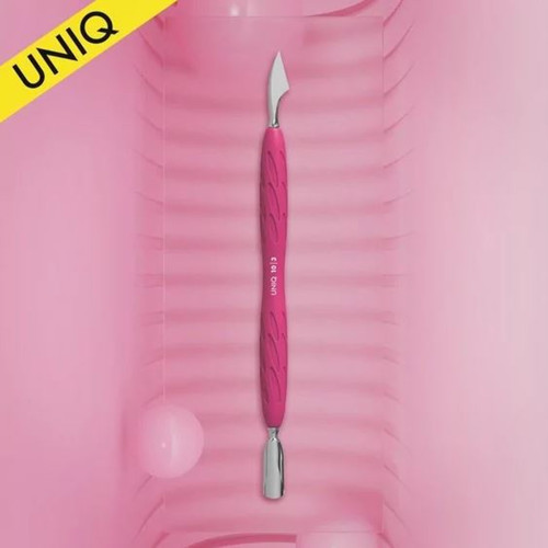 Лопатка STALEKS маникюрная с силиконовой ручкой UNIQ 10 TYPE 3 пушер округлый узкий + топорик - Фото №2