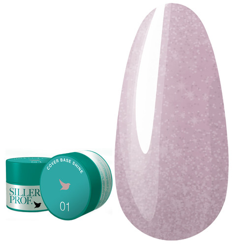 Base SILLER Cover Shine №01 soft pink with glitter 30 ml (u0000003190) - Фото №1