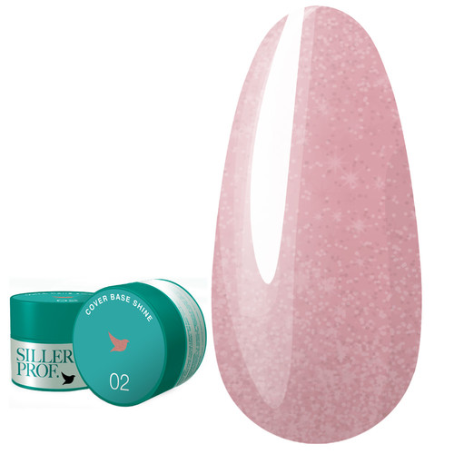 Base SILLER Cover Shine №02 pink-beige with microglitter 30 ml (u0000003191) - Фото №1