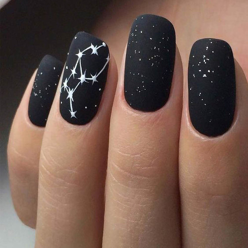 Black manicure (with stars)