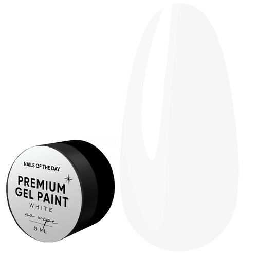 Farba żelowa NAILSOFTHEDAY Premium gel paint White no wipe, 5 ml - Фото №1