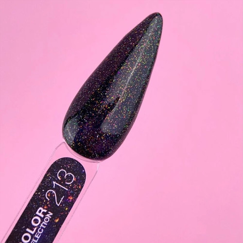 Gel polish LUNA Reflection Gel  №213 black with multi-colored glitter, reflective 13 ml (047-2845-0587) - Фото №2