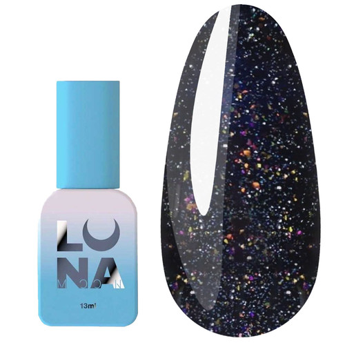 Gel polish LUNA Reflection Gel  №213 black with multi-colored glitter, reflective 13 ml (047-2845-0587) - Фото №1