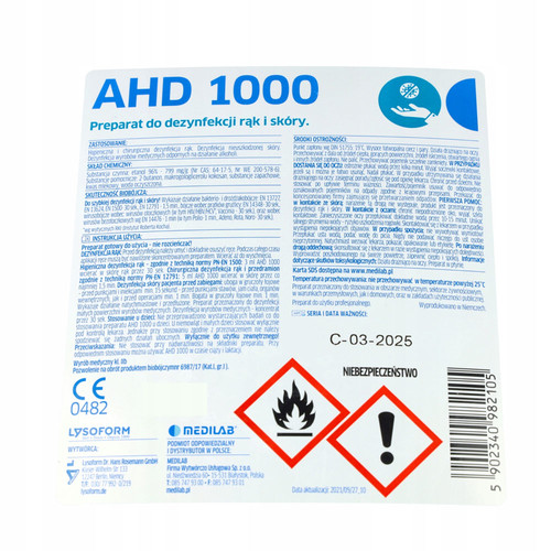 Środek dezynfekujący skórę MEDILAB AHD 1000 Sterisol 700 ml - Фото №2
