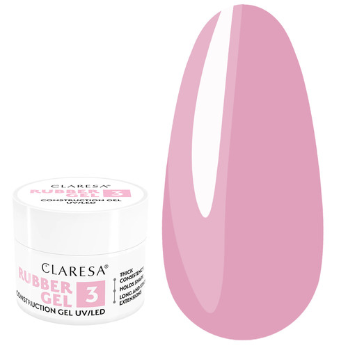 Żel budujący Claresa Rubber Gel 3 średni chłodny róż 12 ml