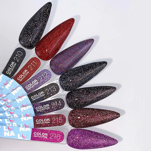 Gel polish LUNA Reflection Gel  №213 black with multi-colored glitter, reflective 13 ml (047-2845-0587) - Фото №4