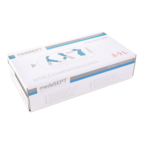 Rękawiczki diagnostyczne medaSEPT nitrylowe, bezpudrowe, niebieskie kat. III rozmiar L 100 szt. - Фото №2