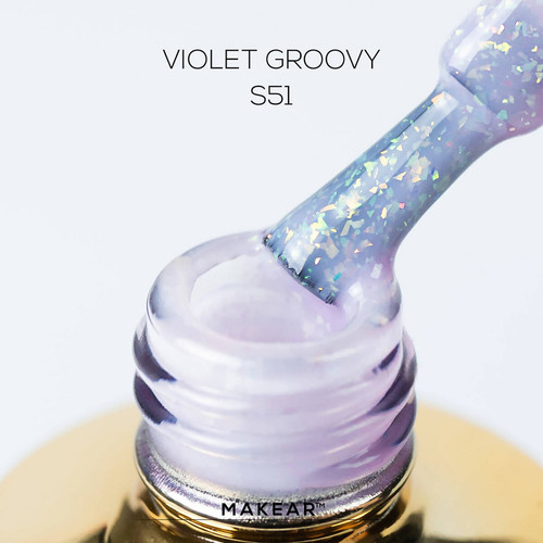 Lakier hybrydowy MAKEAR Diamond S51 mleczny róż z brokatem 8 ml - Фото №2
