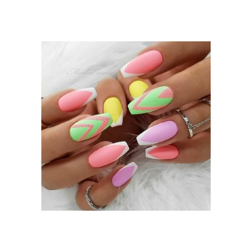 Neonowy manicure (Wielokolorowe długie paznokcie)