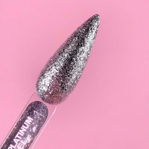 Brokat żelowy LUNA Platinum №01 do stylizacji srebrny z brokatem 5 ml (804-2935) - Фото №3