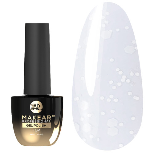 Top hybrydowy MakeAR White Dot bez lepkiej warstwy 8 ml - Фото №1