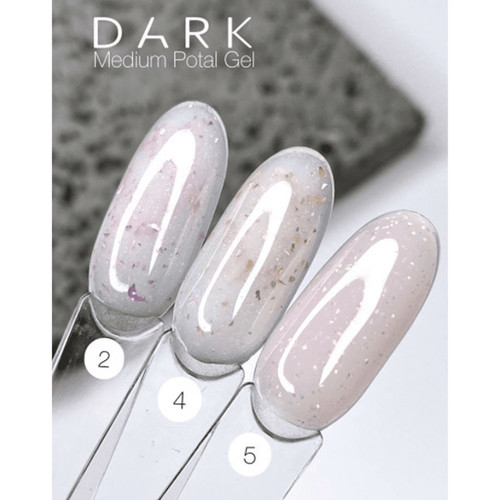 Гель для наращивания DARK Medium Potal Gel №05 розовый с золотой поталью 15 мл - Фото №4
