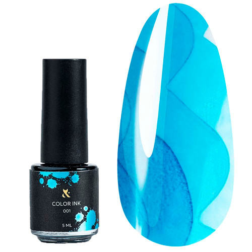 Kolorowa tusz polimerowa dla zdobień w technice akwarela F.O.X Color Ink Blue 001, 5 ml - Фото №1