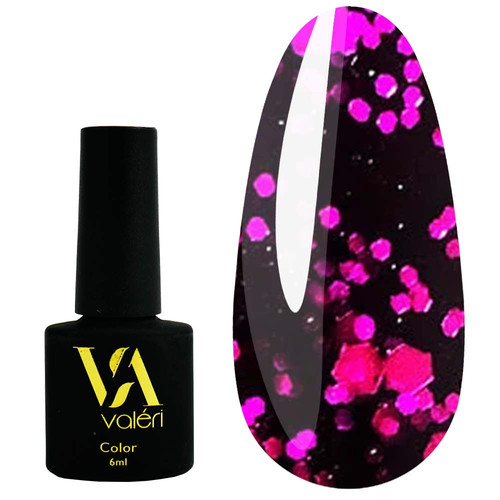 Гель-лак VALERI Color №117 полупрозрачный с крупными фиолетовыми блестками 6 мл (VA117) - Фото №1