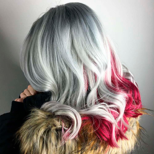 White hair (With Red Streaks)
