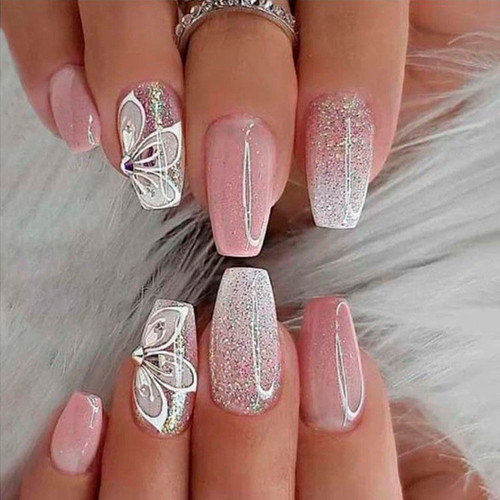 Manicure z kwiatami (Z Połyskiem)