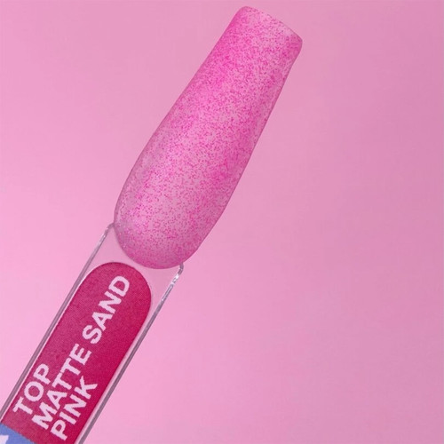 Топ для ногтей LUNA Matte Sand Pink Non Wipe без липкого слоя с эффектом песчаной текстуры розовый 13 мл (300-3431) - Фото №3