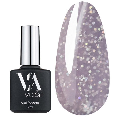 VALERI French Base № 21 soft pink with silver microglitters 12 ml (VFB12-21) - Фото №1