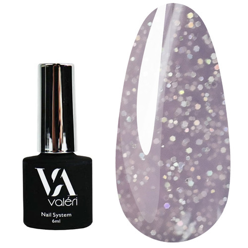 VALERI French Base № 21 soft pink with silver microglitters 6 ml (VFB6-21) - Фото №1