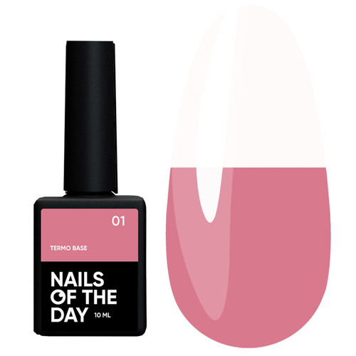 Baza hybrydowa NAILSOFTHEDAY Termo №01 zgaszony róż, mleczny 10 ml - Фото №1