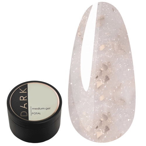 Żel budujący DARK Medium Potal Gel №04 mleczny ze złotemi płatkami 15 ml - Фото №1