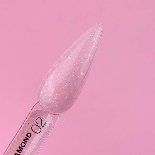 Żel LUNA do przedłużania Diamond Gel №2 pastelowy róż z brokatem 15 ml (323-2355-0461) - Фото №3