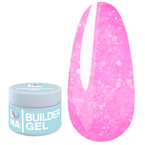 Gel LUNA Diamond Gel №4 pink with glitter 15 ml (323-2357-0463) - Фото №1
