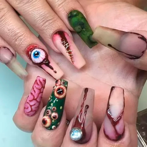 Маникюр на Хэллоуин (3D Elements)