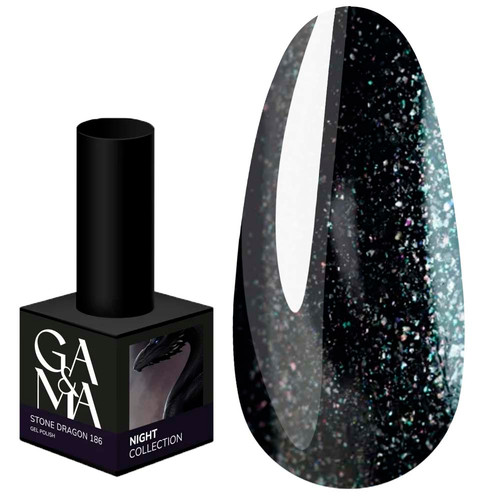 Gel polish GA&MA Night collection №186 Stone dragon black with glitter 10 ml (7702273) - Фото №1