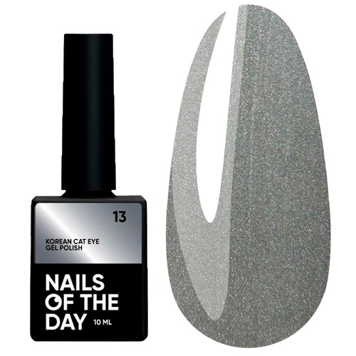 Lakier hybrydowy NAILSOFTHEDAY Korean cat eye 13 ciemno-szary z efektem "kocie oko" 10 ml - Фото №1