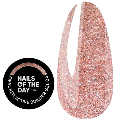 Żel budujący NAILSOFTHEDAY Opal reflective Builder gel 04 chłodny nude z opalizującym połyskiem 15 g - Фото №1