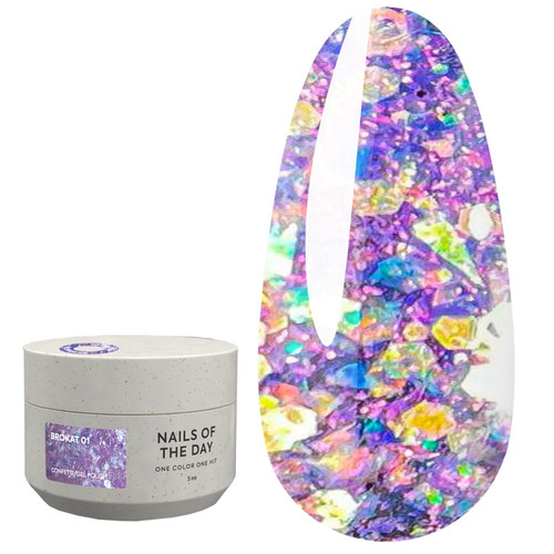 Żel NAILSOFTHENIGHT Brokat gel 01 liliowy 5 g - Фото №1