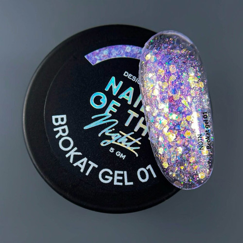 Żel NAILSOFTHENIGHT Brokat gel 01 liliowy 5 g - Фото №2