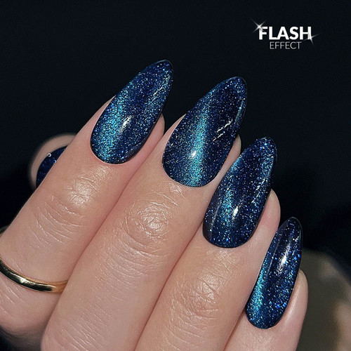 Тоp hybrydowy Slowianka No Wipe Flash Cat Eye Blue 10 g - Фото №2