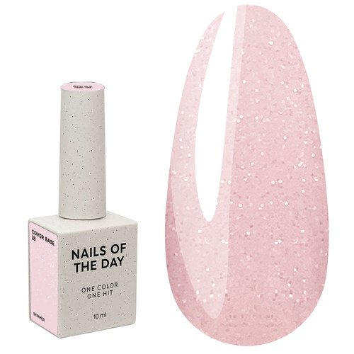 Base NAILSOFTHEDAY Cover NEW Formula 28 powder pink with silver glitter 10 ml - Фото №1