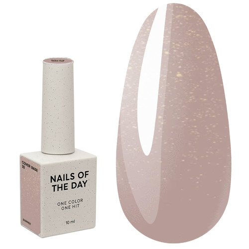 Base NAILSOFTHEDAY Cover NEW Formula 30 natural nude with golden shimmer 10 ml - Фото №1