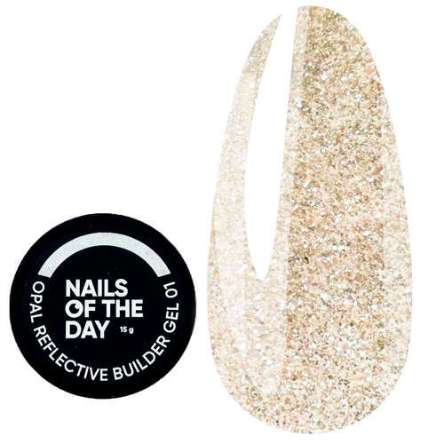 Żel budujący NAILSOFTHEDAY Opal reflective Builder gel 01 mleczny z opalizującym połyskiem 15 g - Фото №1