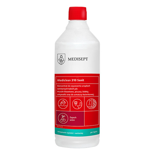 Preparat do codziennego mycia wszystkich powierzchni sanitarnych Medisept MEDICLEAN MC310 Sanit Clean cherry 1L