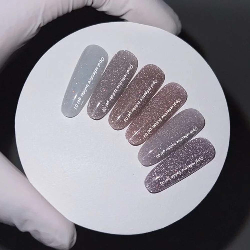 Żel budujący NAILSOFTHEDAY Opal reflective Builder gel 01 mleczny z opalizującym połyskiem 15 g - Фото №3