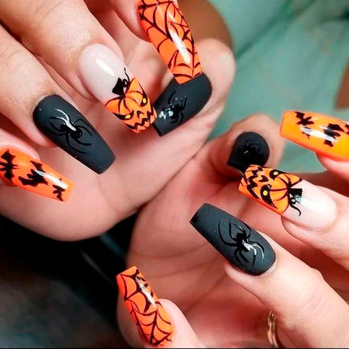 Manicure na Halloween (Jack-O-Lantern)