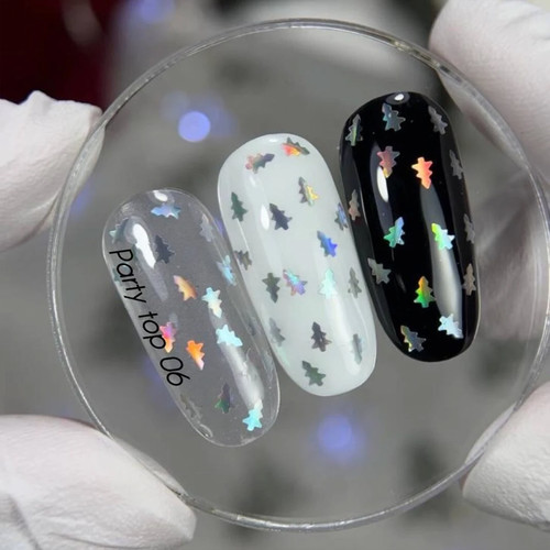 Тоp hybrydowy NAILSOFTHEDAY Party top 06 z holograficznymi choinkami 10 ml - Фото №2