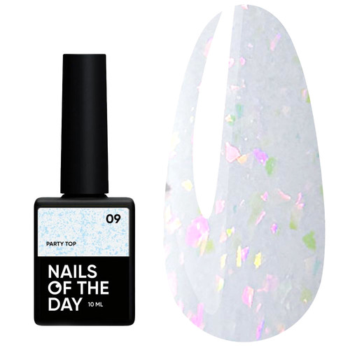 Тоp hybrydowy NAILSOFTHEDAY Party top 09 z holograficzną miką 10 ml - Фото №1