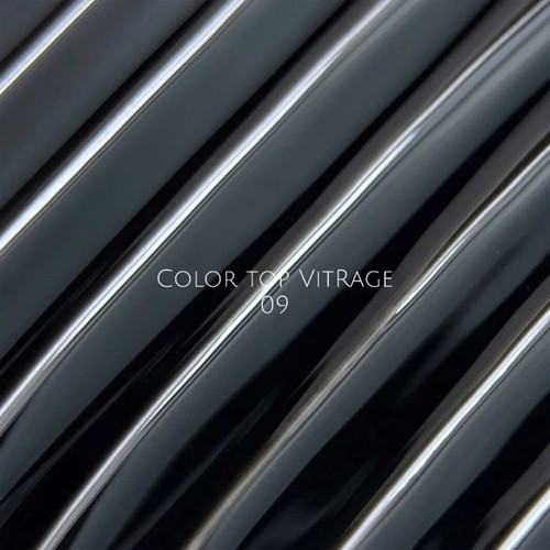 Top hybrydowy NAILSOFTHEDAY Color top Vitrage 09 bez lepkiej warstwy półprzezroczysty czarny 10 ml - Фото №2