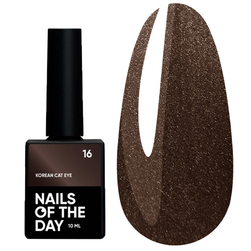 Lakier hybrydowy NAILSOFTHEDAY Korean cat eye 16 brązowy z efektem "kocie oko" 10 ml - Фото №1