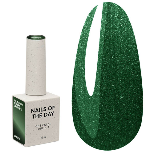 Lakier hybrydowy NAILSOFTHEDAY Korean cat eye 17 zielony z efektem "kocie oko" 10 ml - Фото №1