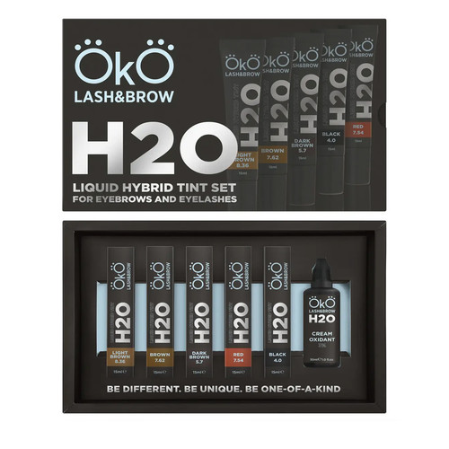 Zestaw OKO lash&brow Liquid Hybrid tint H2O (5 kolorów i 1 utleniacz) - Фото №1