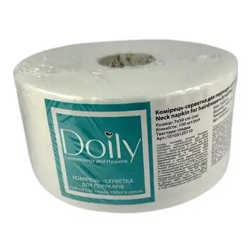 Kołnierzyk-serwetka Doily fryzjerska w rolce 7x50 cm z włóczki spunlace gładka 100 szt/rolka (10105120110)